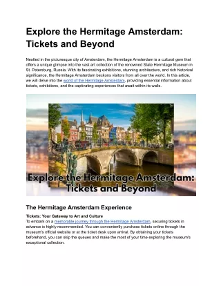 Explore the Hermitage Amsterdam_ Tickets and Beyond