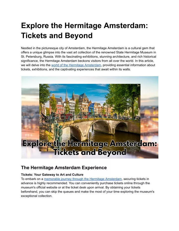 explore the hermitage amsterdam tickets and beyond
