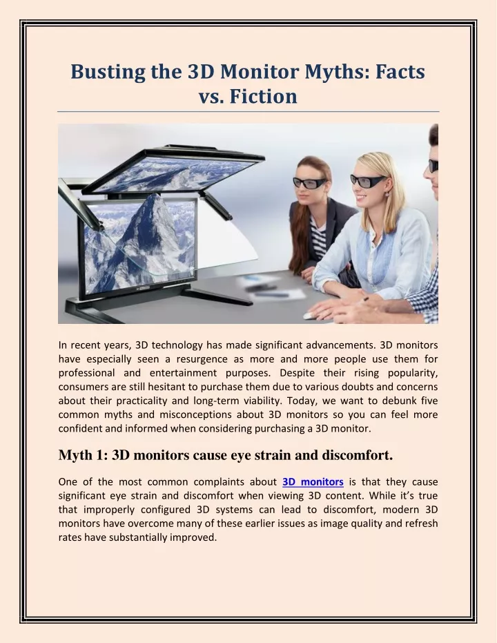 busting the 3d monitor myths facts vs fiction