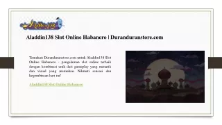 Aladdin138 Slot Online Habanero  Duranduranstore.com