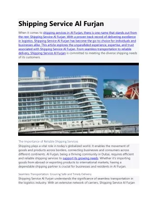 Shipping Service Al Furjan