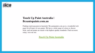 Touch Up Paint Australia  Bcsautopaints.com.au