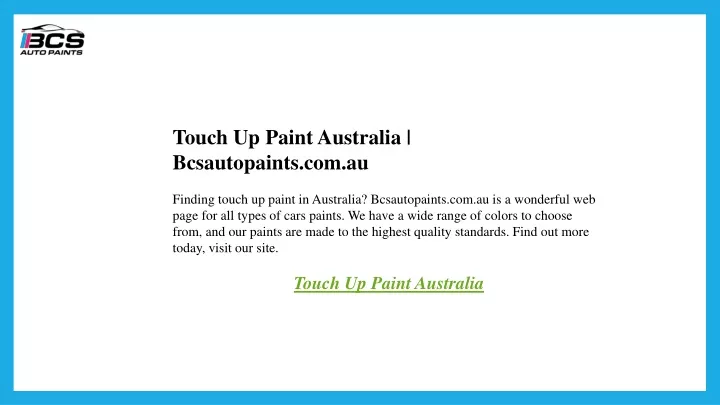 touch up paint australia bcsautopaints