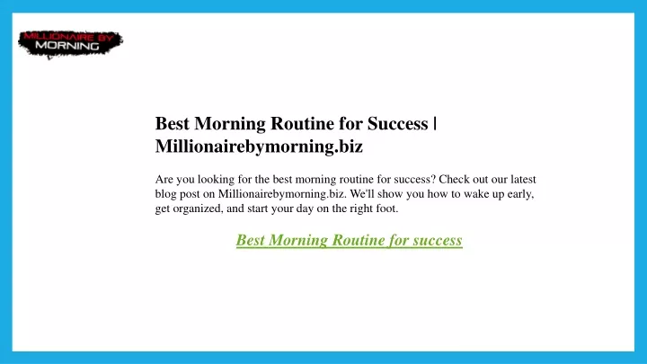 best morning routine for success
