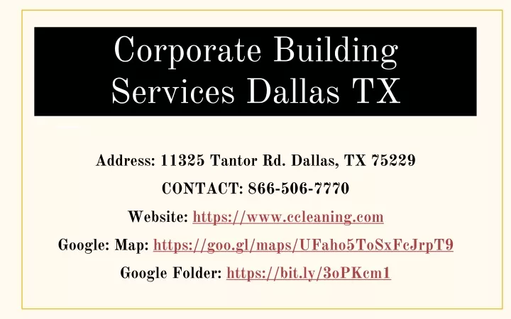 corporate building services dallas tx