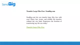 Transfer Large Files Free Sendbig.com