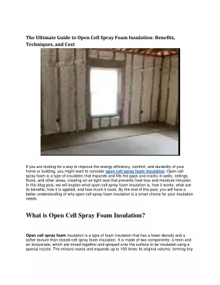 Open Cell Spray Foam Insulation