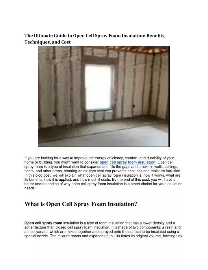 the ultimate guide to open cell spray foam