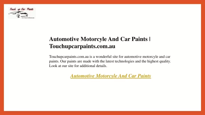 automotive motorcyle and car paints