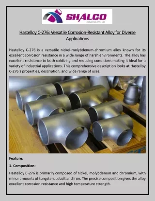 Hastelloy C 276 Versatile Corrosion-Resistant Alloy for Diverse Applications