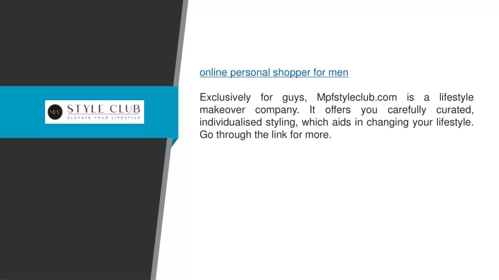 online personal shopper for men exclusively