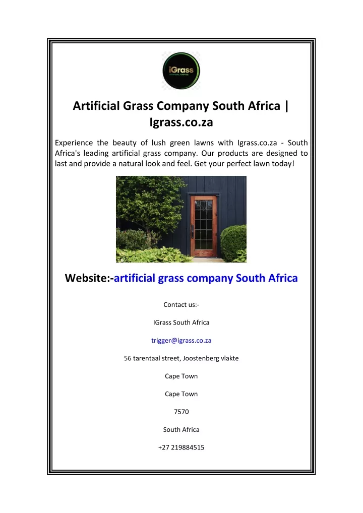 artificial grass company south africa igrass co za