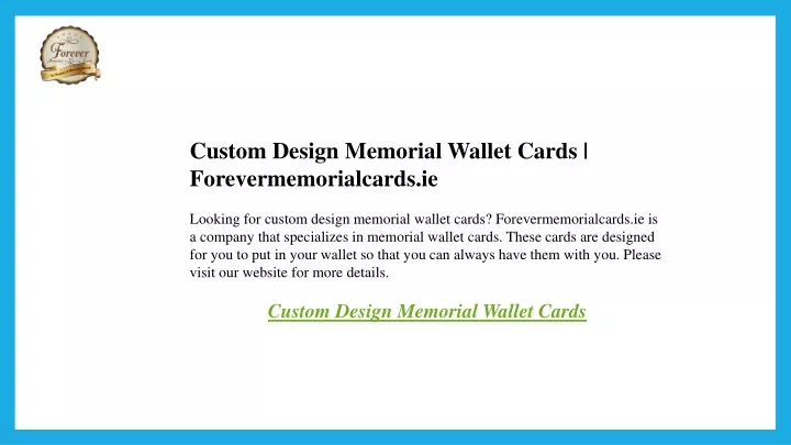 custom design memorial wallet cards