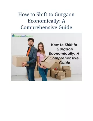 How to Shift to Gurgaon Economically: A Comprehensive Guide