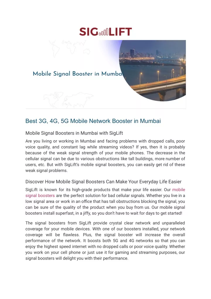 best 3g 4g 5g mobile network booster in mumbai