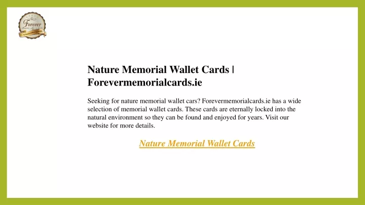 nature memorial wallet cards forevermemorialcards