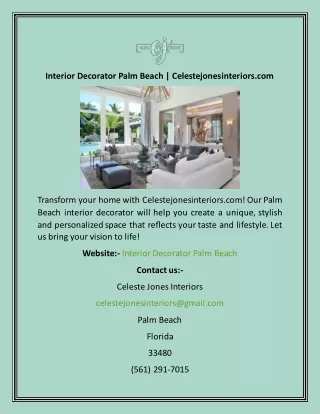 Interior Decorator Palm Beach  Celestejonesinteriors.com