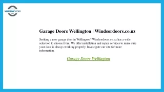 Garage Doors Wellington  Windsordoors.co.nz