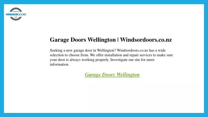 garage doors wellington windsordoors