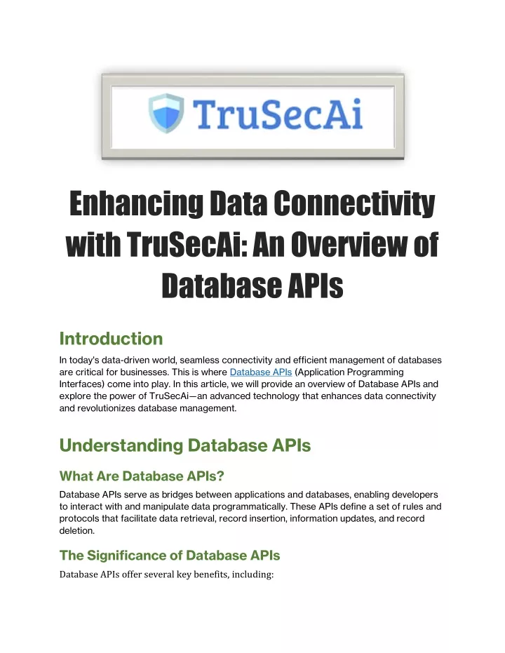 enhancing data connectivity with trusecai