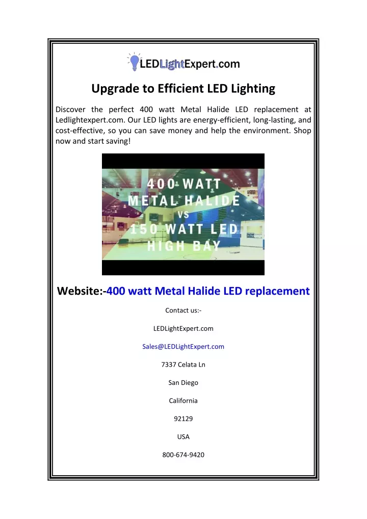 upgrade to efficient led lighting