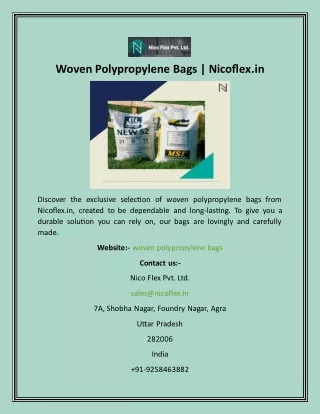 Woven Polypropylene Bags  Nicoflex.in