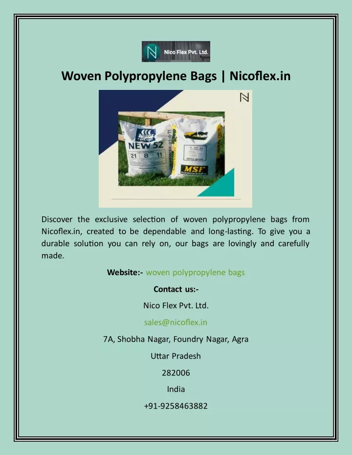 woven polypropylene bags nicoflex in