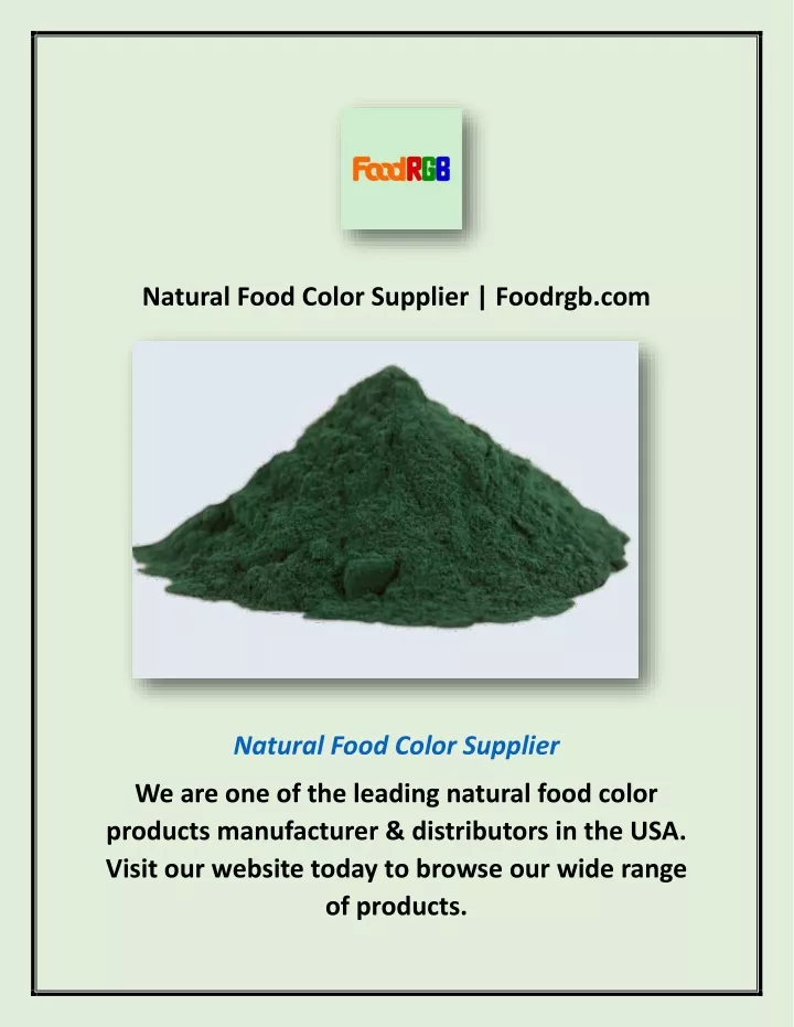 natural food color supplier foodrgb com