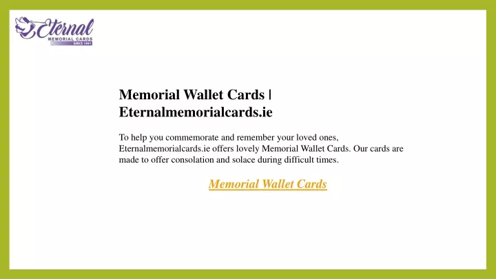 memorial wallet cards eternalmemorialcards