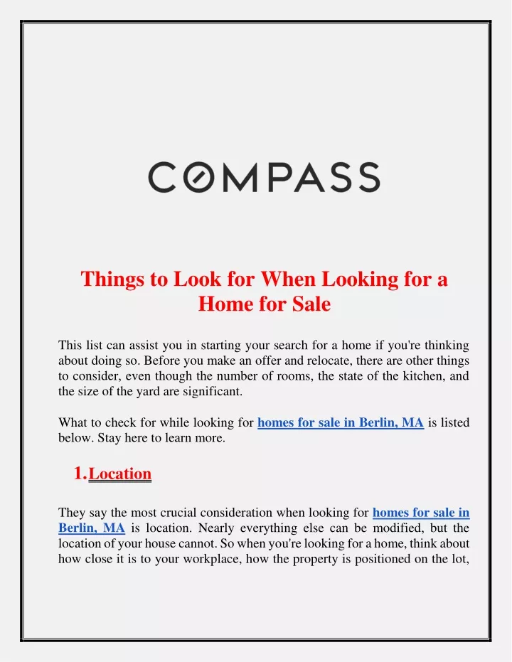 things to look for when looking for a home