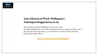 Auto Electrical Work Wellington  Autosupershoppestawa.co.nz