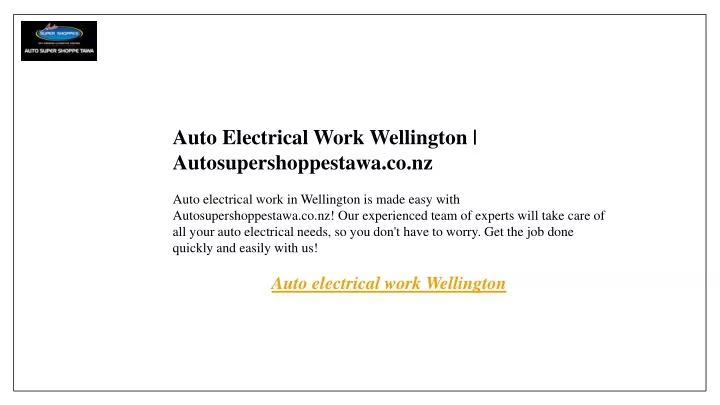 auto electrical work wellington