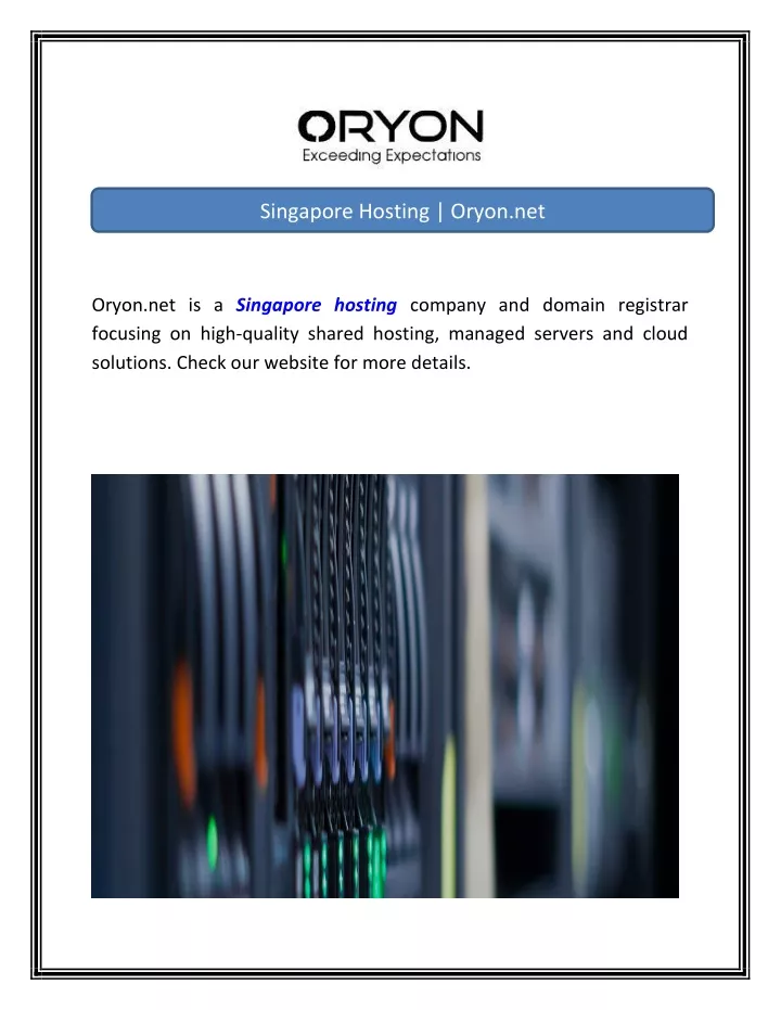 singapore hosting oryon net