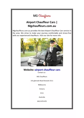 Airport Chauffeur Cars Mgchauffeurs.com.au