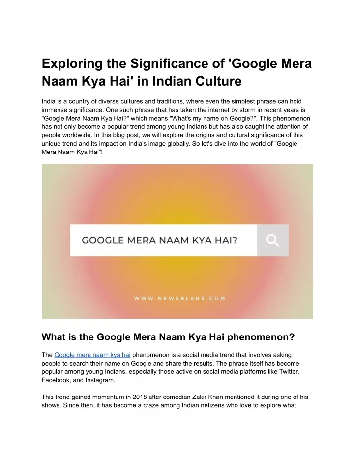 exploring the significance of google mera naam