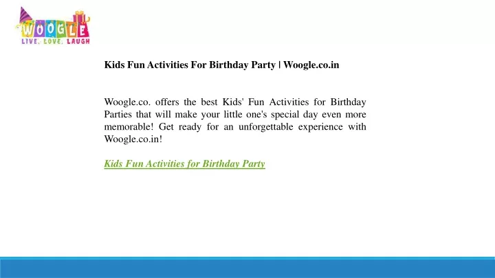 kids fun activities for birthday party woogle