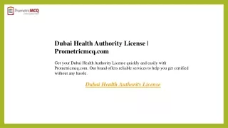 Dubai Health Authority License  Prometricmcq.com