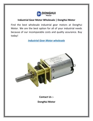 Industrial Gear Motor Wholesale DongHui Motor