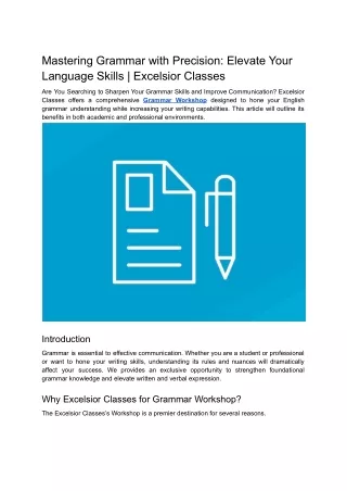 Mastering Grammar with Precision_ Elevate Your Language Skills _ Excelsior Classes