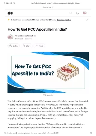 How to get PCC Apostille in India - Meaembassyattestation