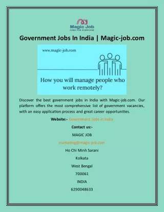 Government Jobs In India  Magic-job