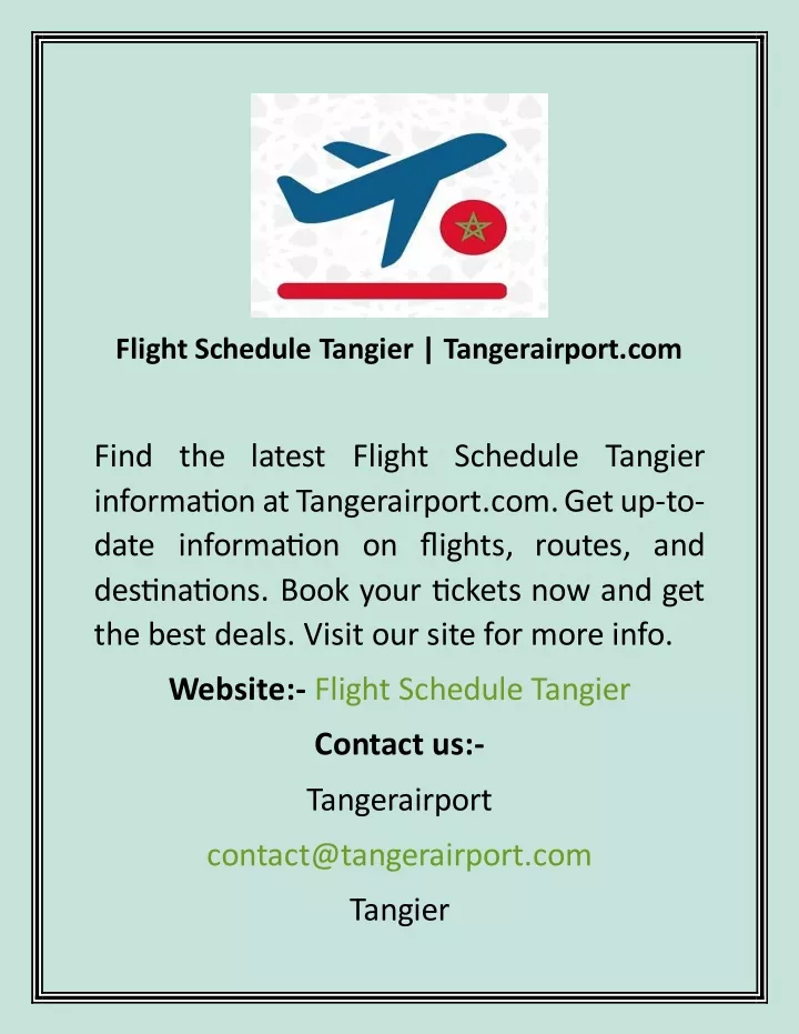 flight schedule tangier tangerairport com
