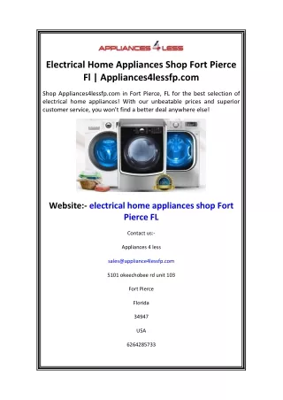 Electrical Home Appliances Shop Fort Pierce Fl  Appliances4lessfp.com