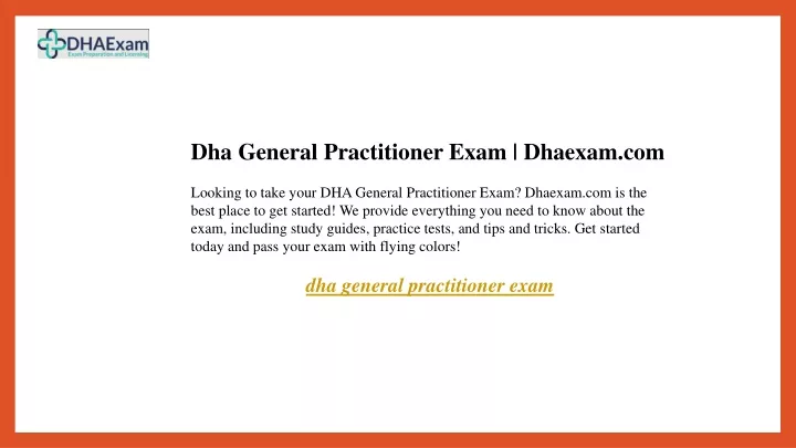 dha general practitioner exam dhaexam com looking