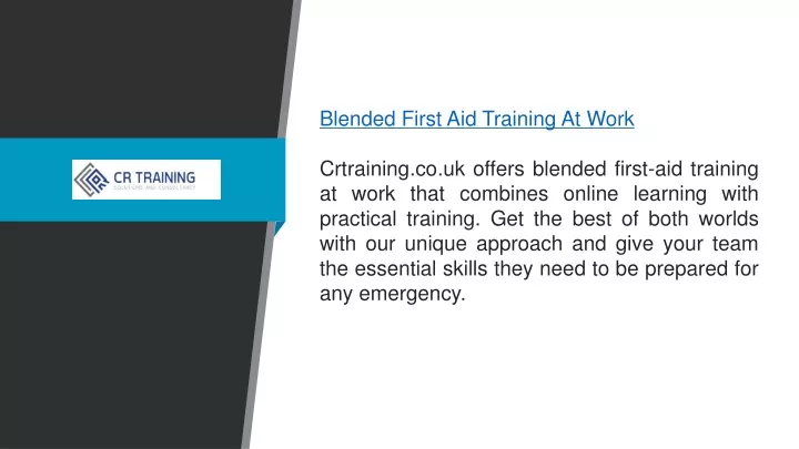 blended first aid training at work crtraining