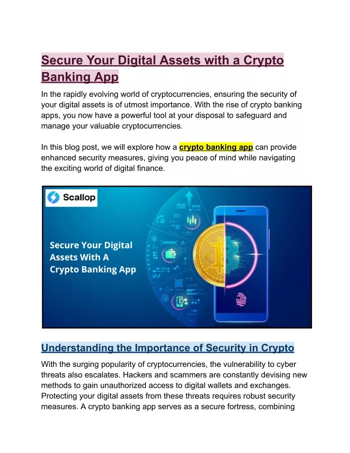 secure your digital assets with a crypto banking