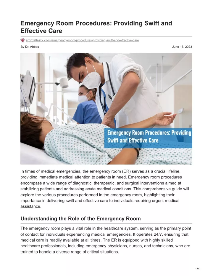 emergency room procedures providing swift