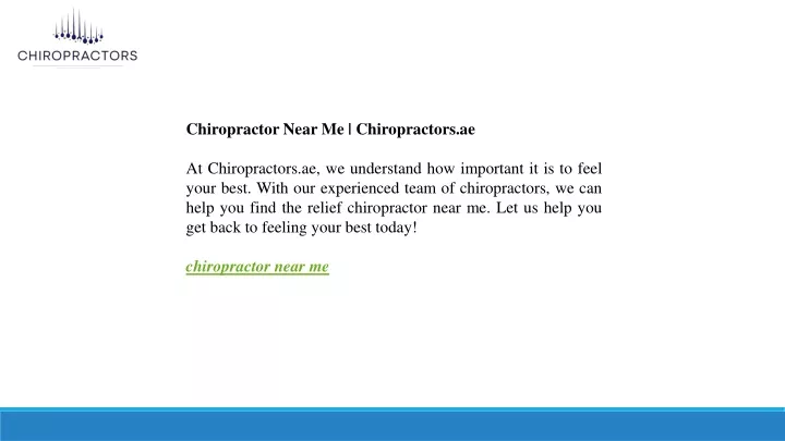 chiropractor near me chiropractors