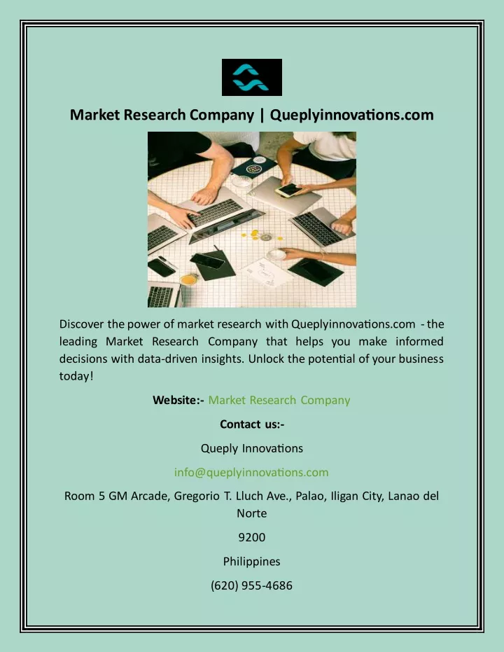 market research company queplyinnovations com