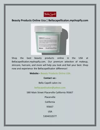 Beauty Products Online Usa  Bellacapellisalon.myshopify